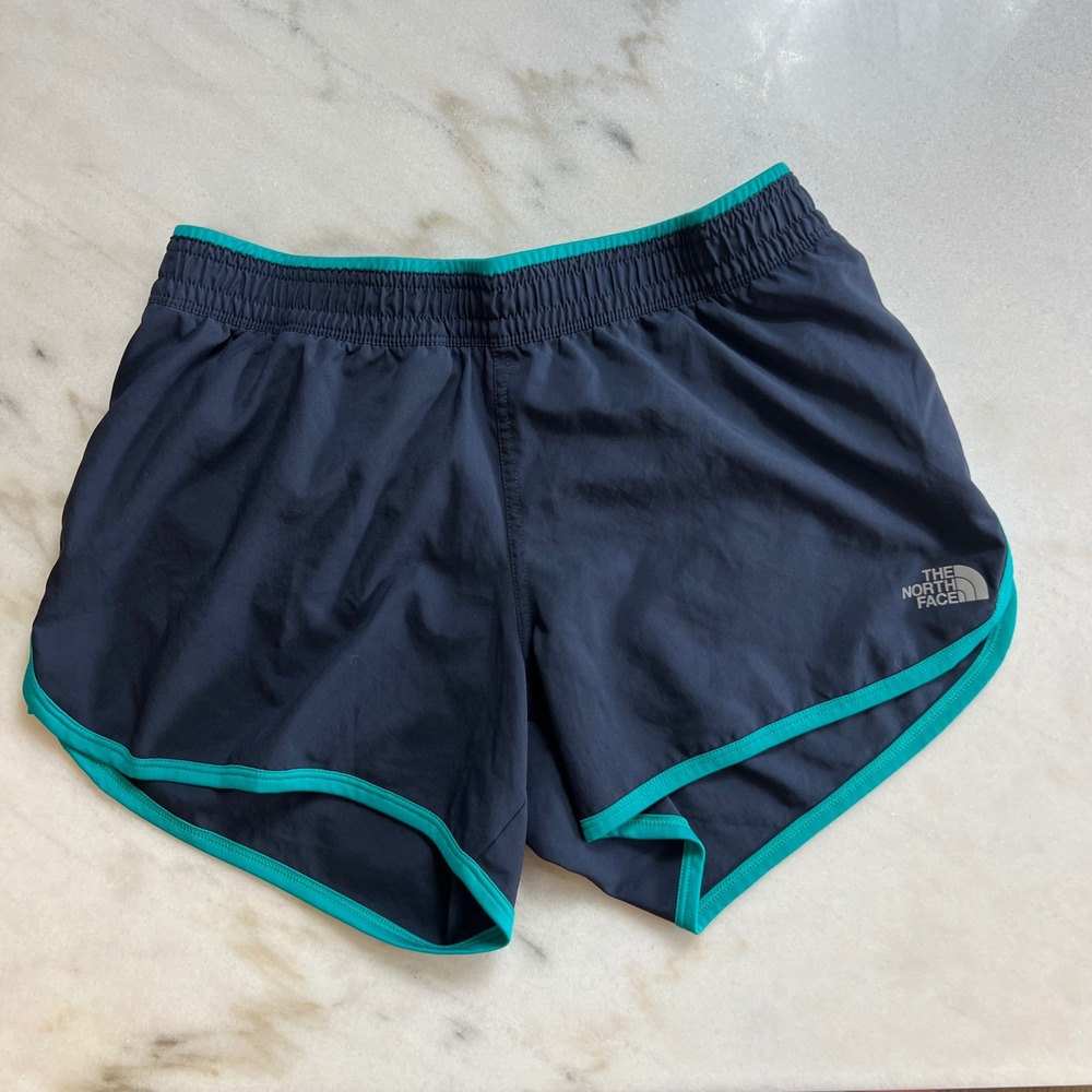 The North Face‎ Women's Running Shorts Navy Teal Trim Athletic Shorts S
